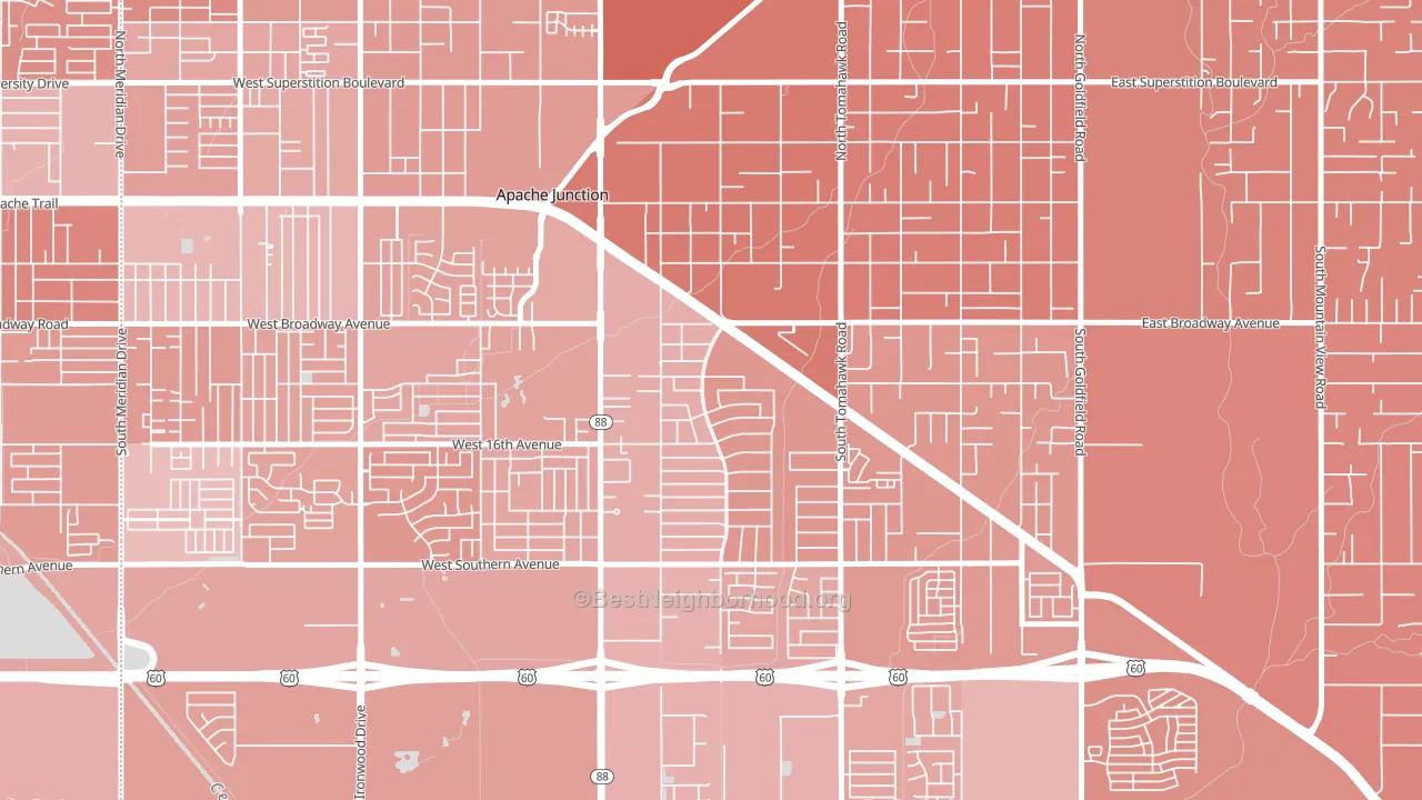 Palm Springs, Apache Junction, AZ block-group political-lean map