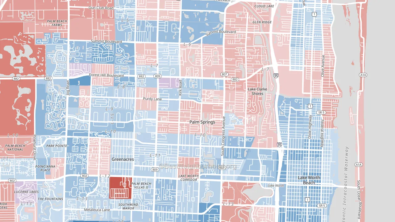 Palm Springs, FL block-group political-lean map