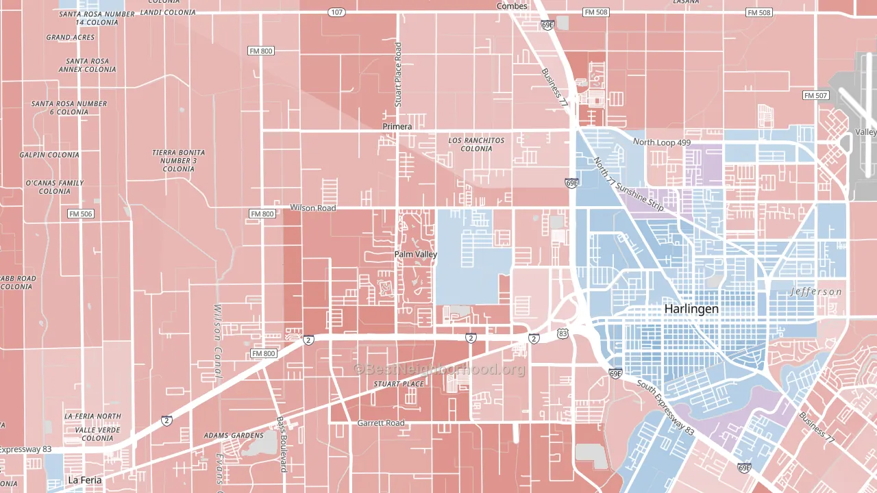 Palm Valley, TX block-group political-lean map