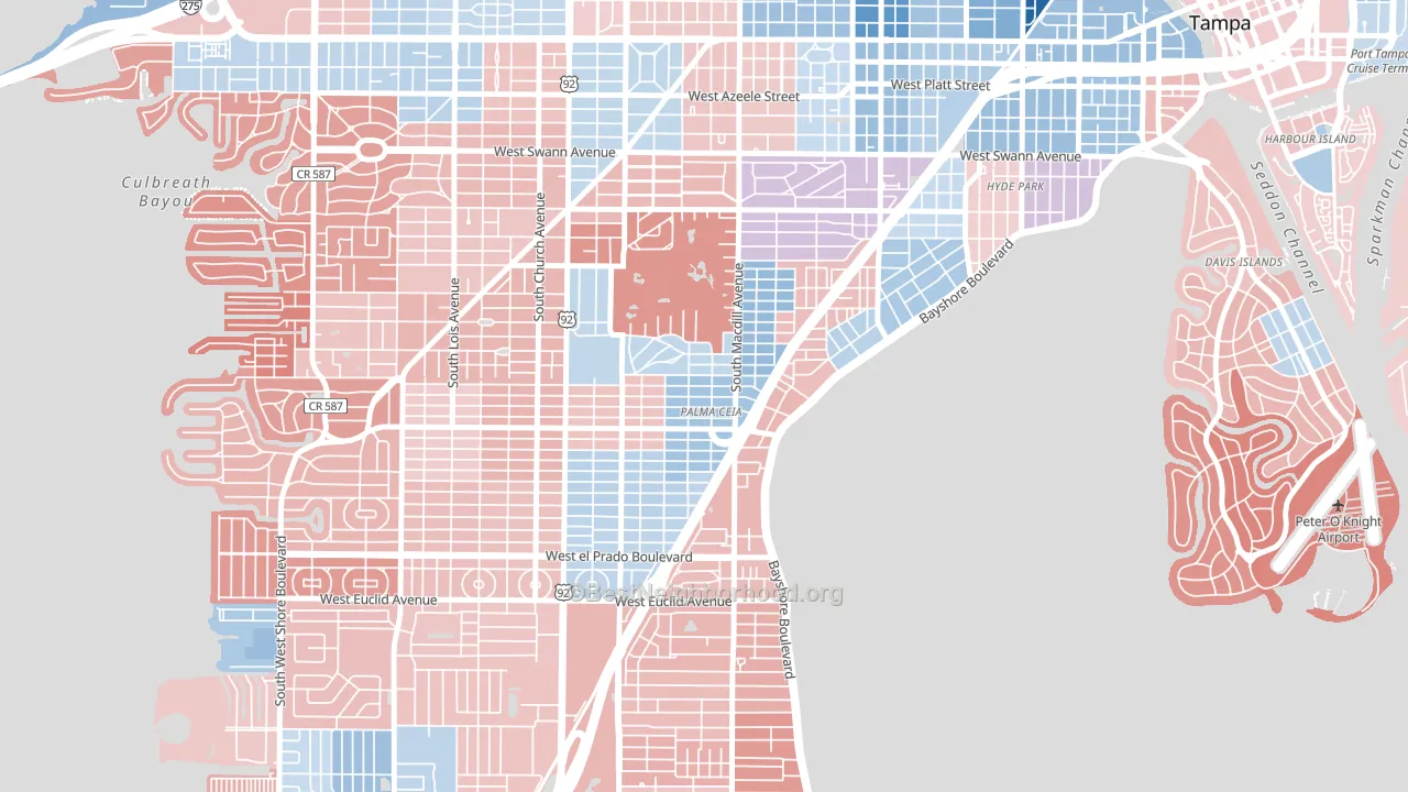 Palma Ceia, Tampa, FL block-group political-lean map