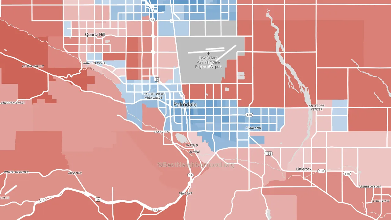 Palmdale, CA block-group political-lean map