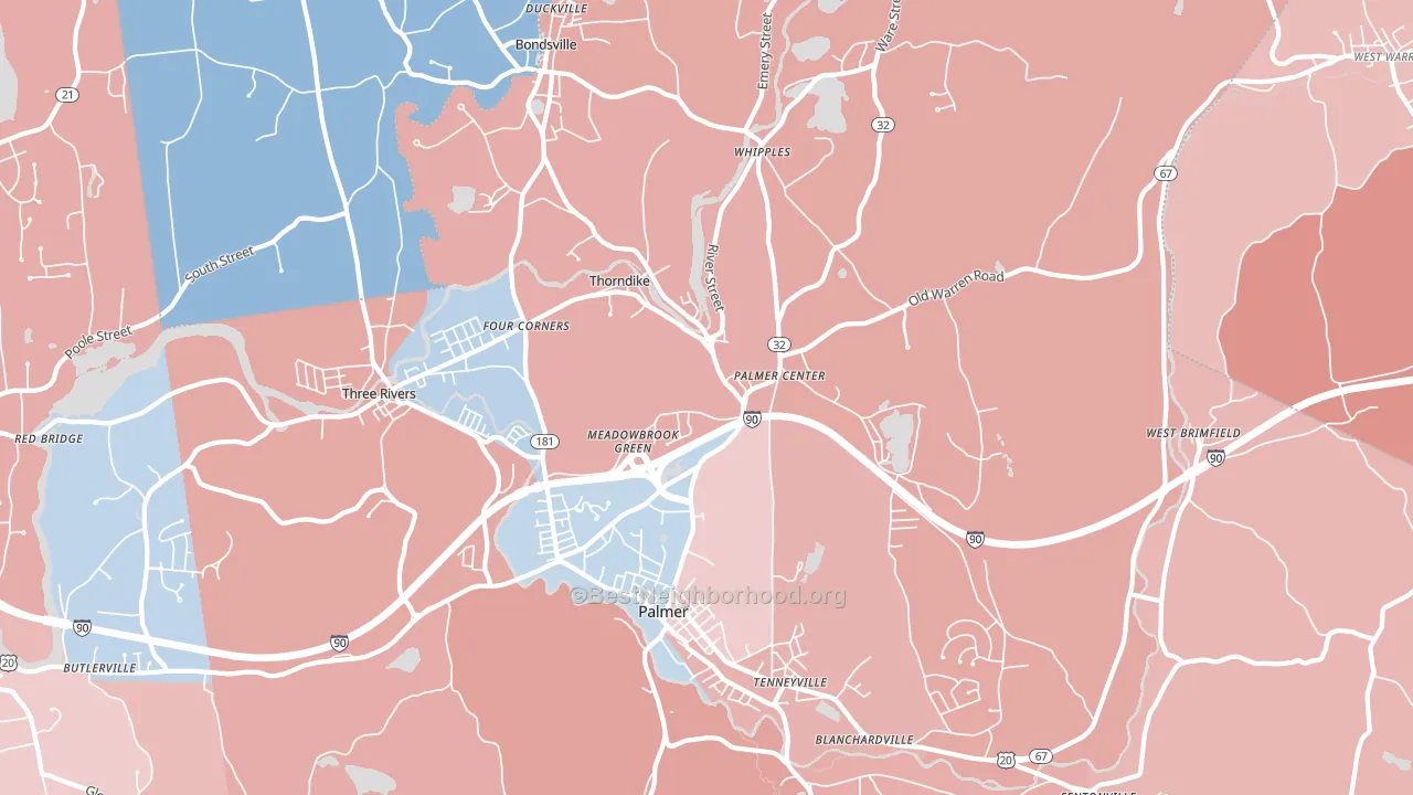 Palmer, MA block-group political-lean map