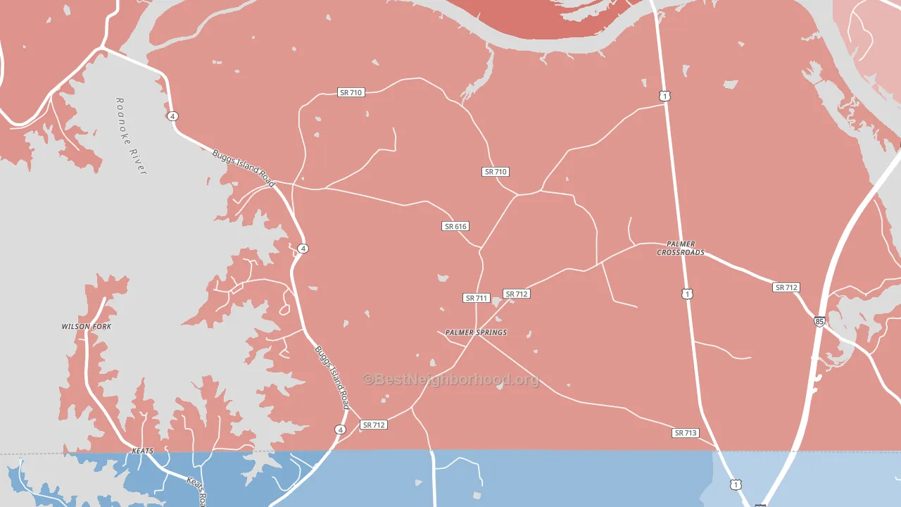 Palmer Springs, VA block-group political-lean map