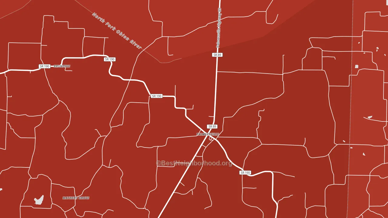 Palmersville, TN block-group political-lean map