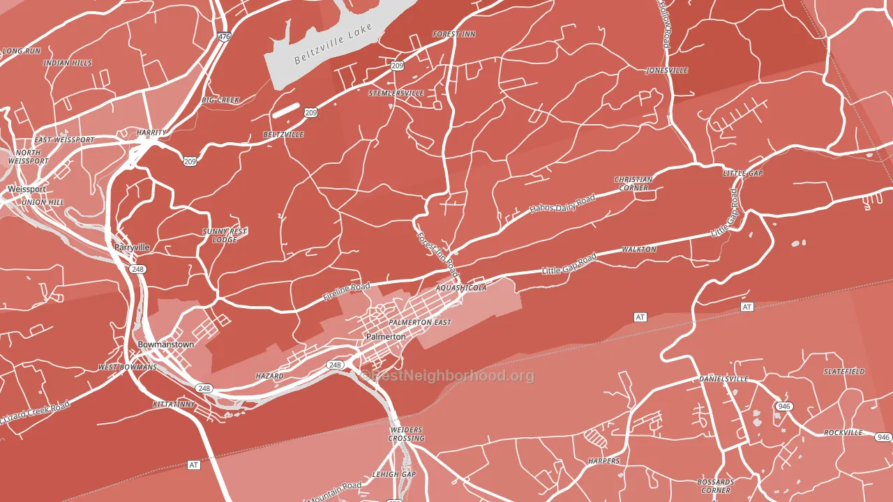 Palmerton, PA block-group political-lean map