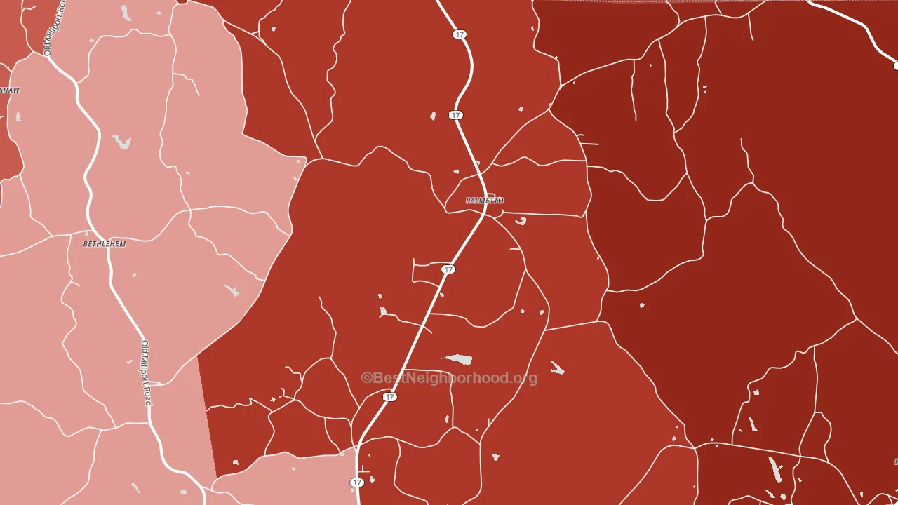 Palmetto, AL block-group political-lean map