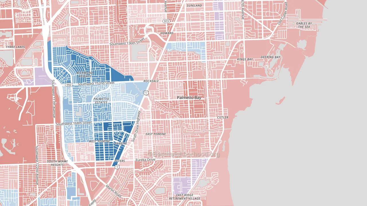 Palmetto Bay, FL block-group political-lean map