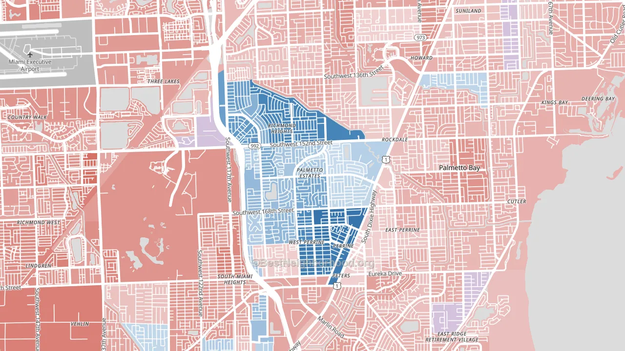 Palmetto Estates, FL block-group political-lean map