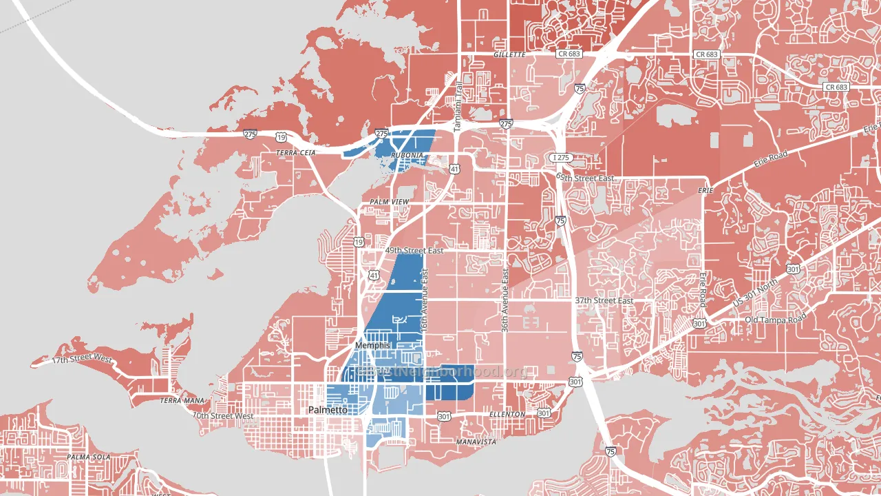 Palmetto, FL block-group political-lean map