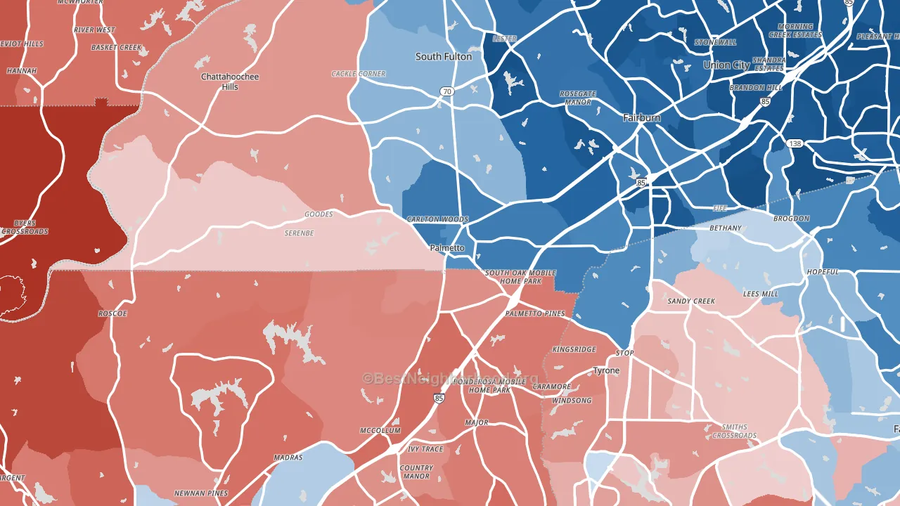 Palmetto, GA block-group political-lean map