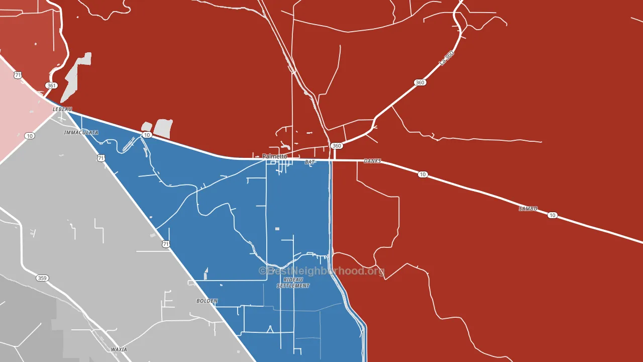 Palmetto, LA block-group political-lean map