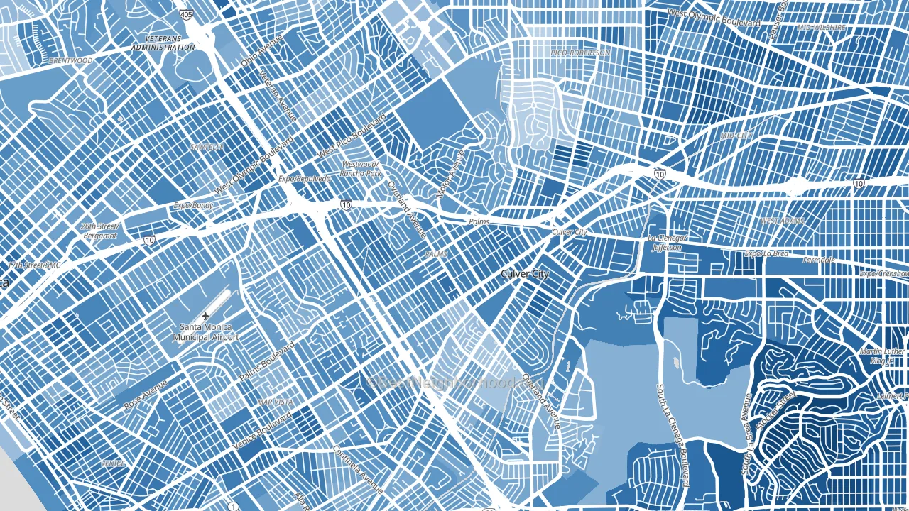 Palms, Los Angeles, CA block-group political-lean map