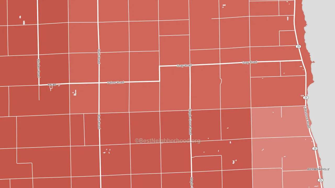 Palms, MI block-group political-lean map