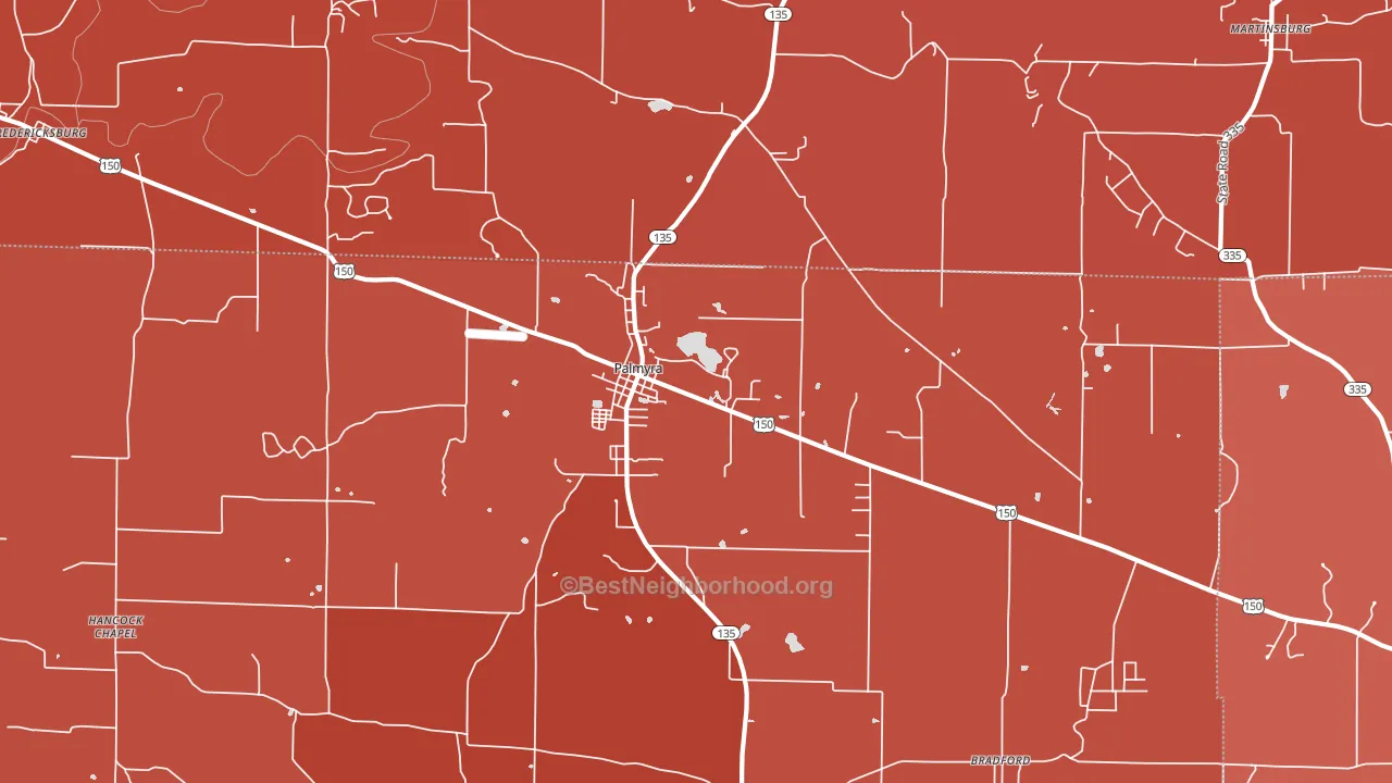 Palmyra, IN block-group political-lean map