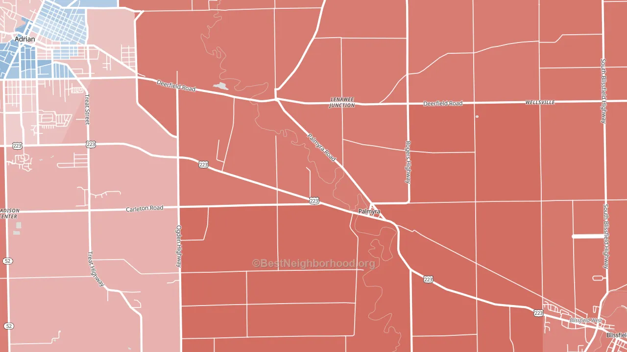 Palmyra, MI block-group political-lean map