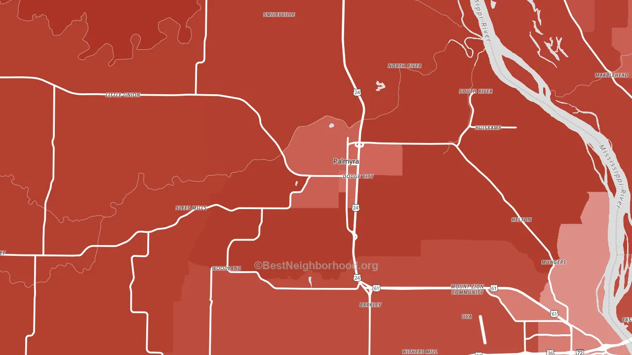 Palmyra, MO block-group political-lean map