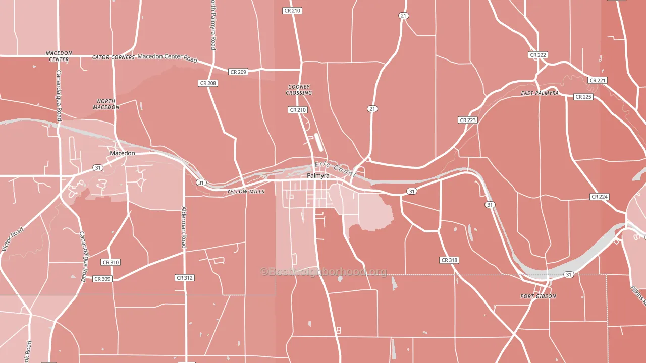 Palmyra, NY block-group political-lean map