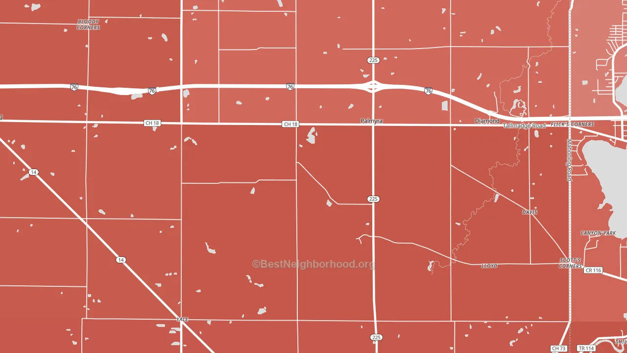 Palmyra, OH block-group political-lean map