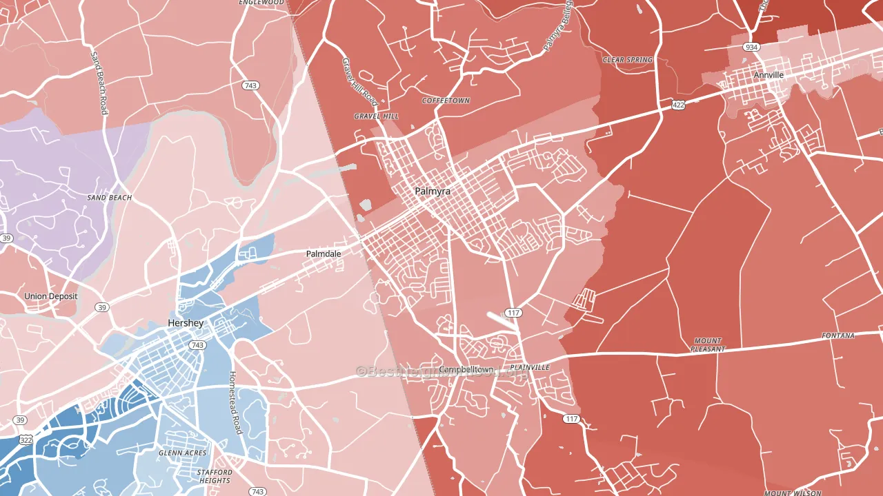 Palmyra, PA block-group political-lean map