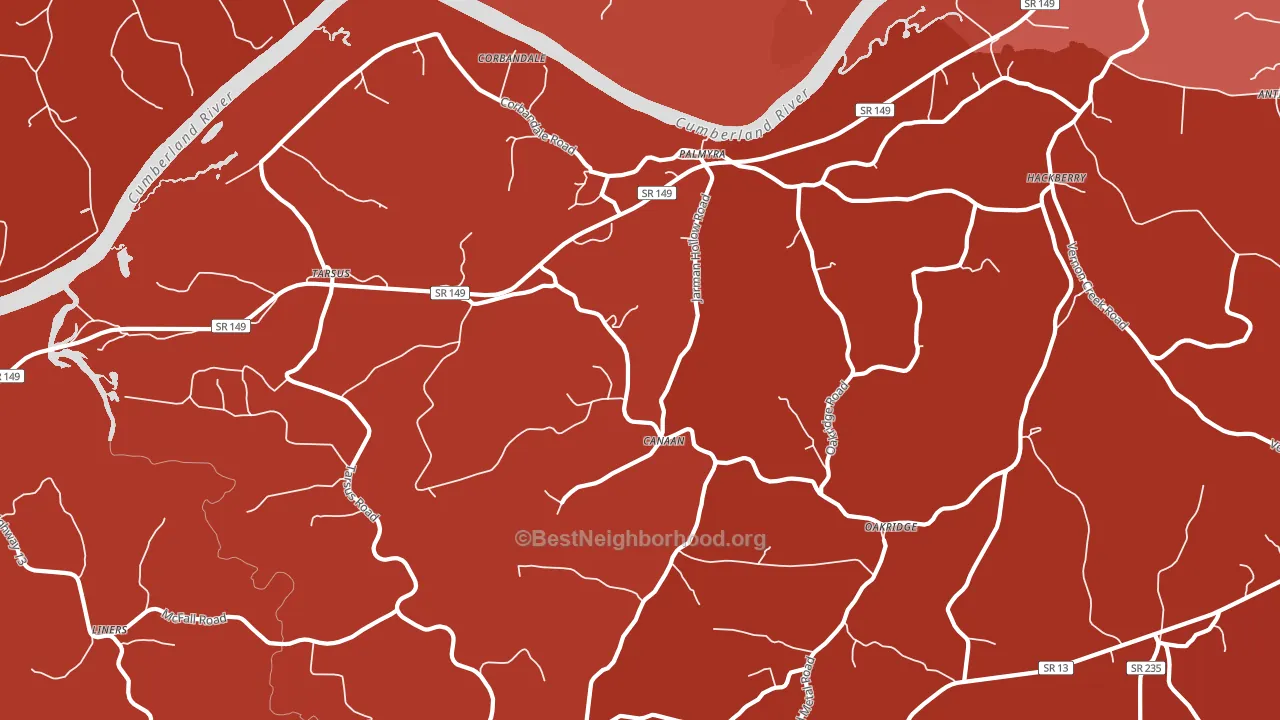 Palmyra, TN block-group political-lean map