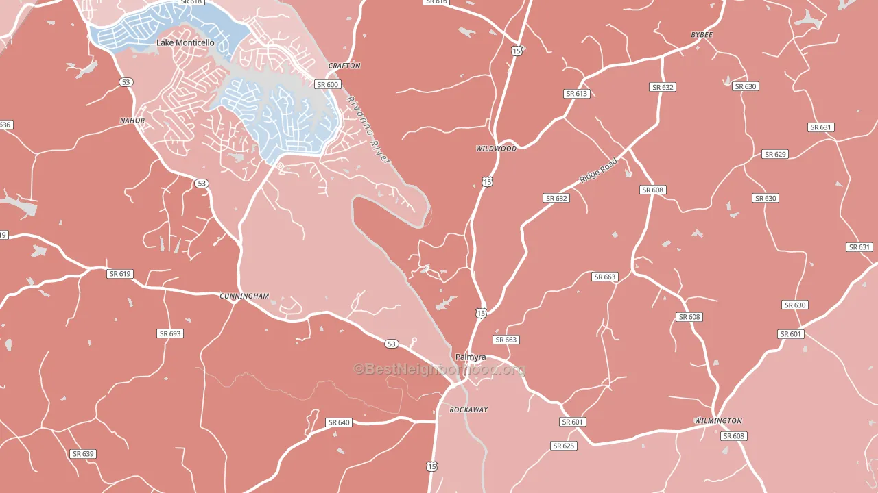 Palmyra, VA block-group political-lean map