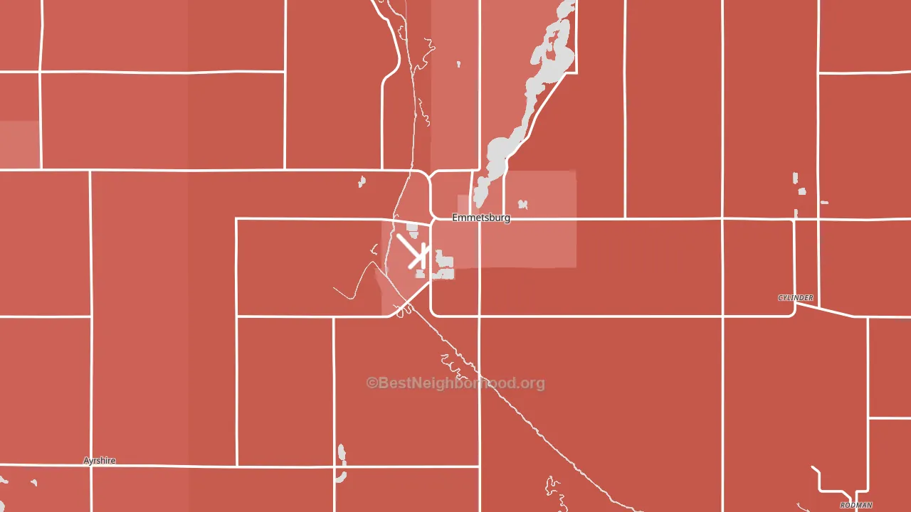 Palo Alto County, IA block-group political-lean map