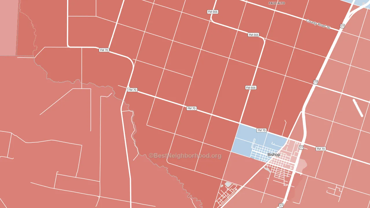 Palo Alto, TX block-group political-lean map