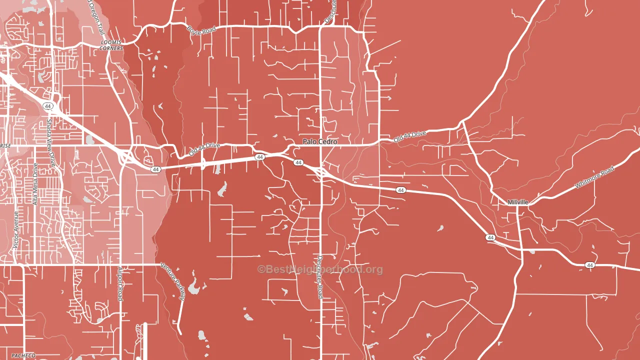 Palo Cedro, CA block-group political-lean map
