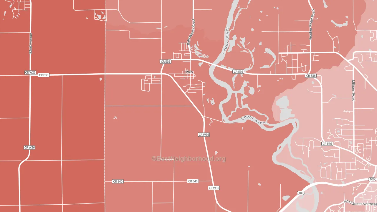 Palo, IA block-group political-lean map