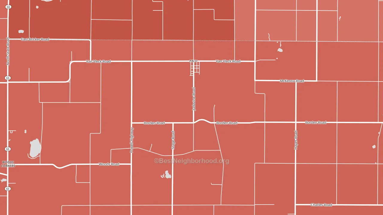 Palo, MI block-group political-lean map