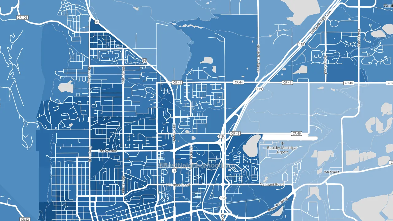 Palo Park, Boulder, CO block-group political-lean map