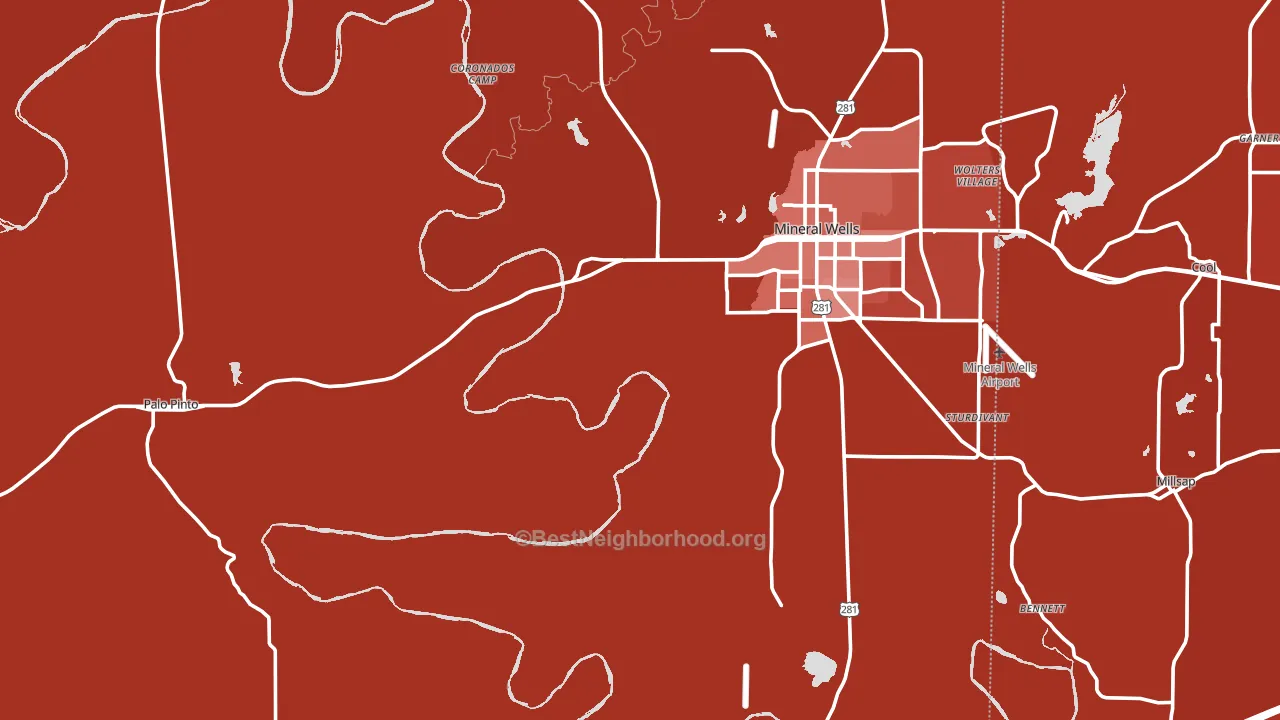 Palo Pinto County, TX block-group political-lean map