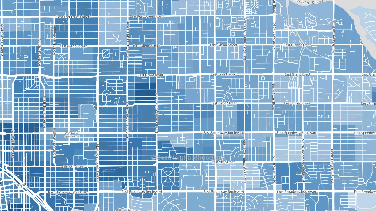 Palo Verde, Tucson, AZ block-group political-lean map