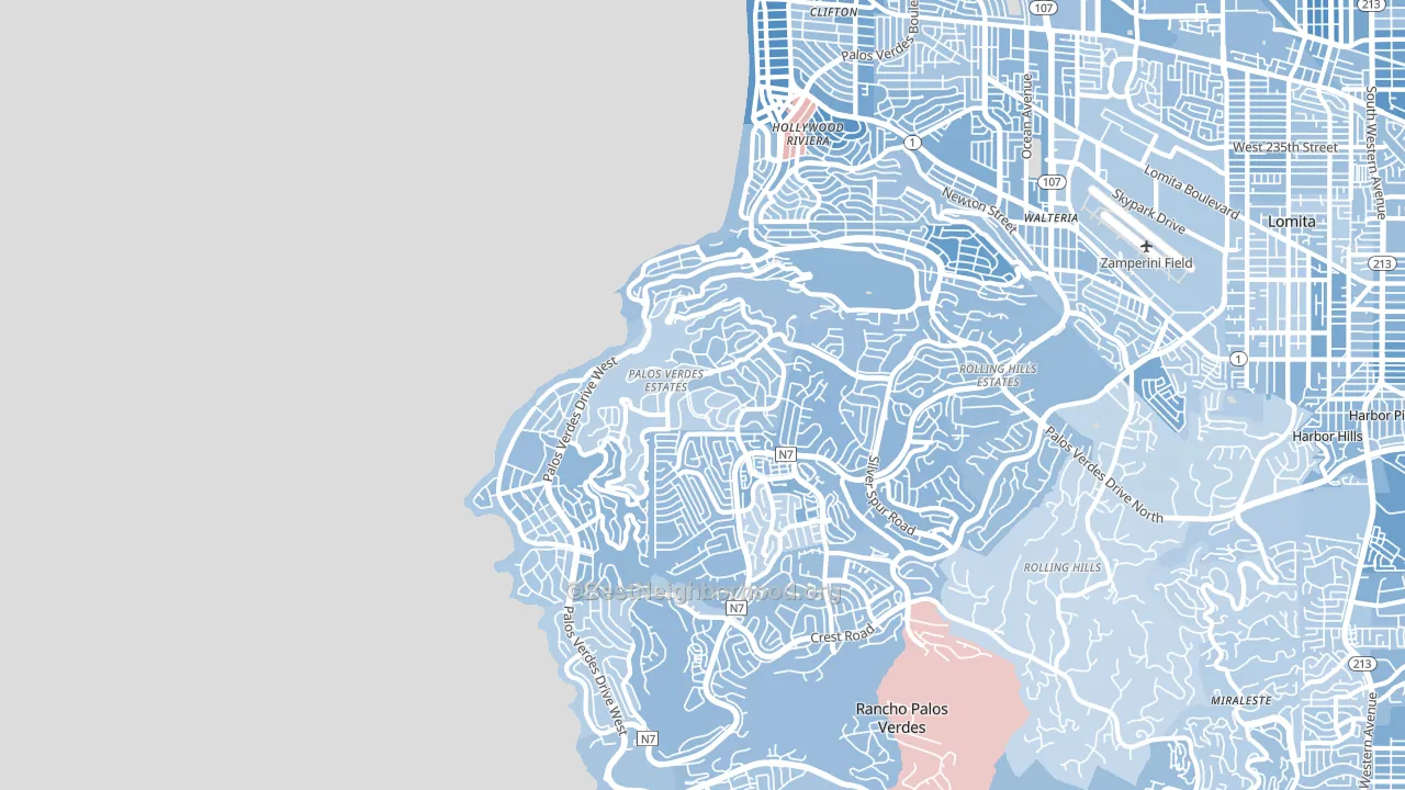 Palos Verdes Estates, CA block-group political-lean map