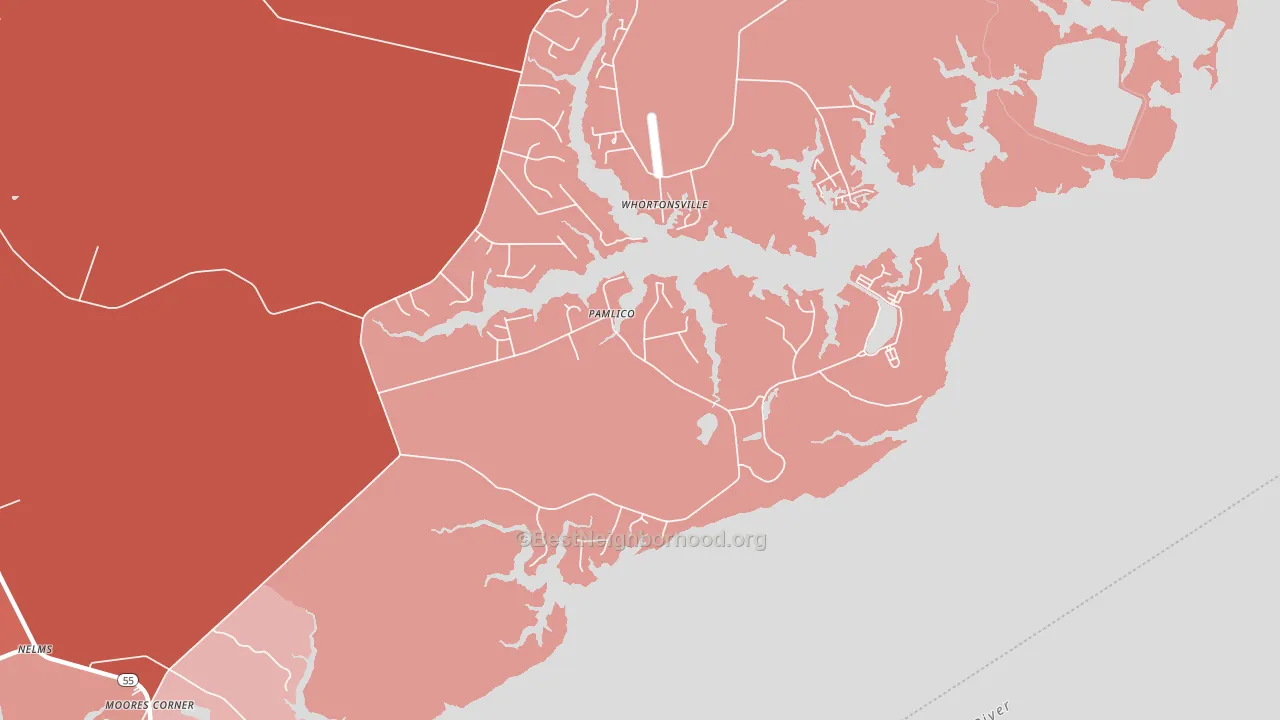 Pamlico, NC block-group political-lean map