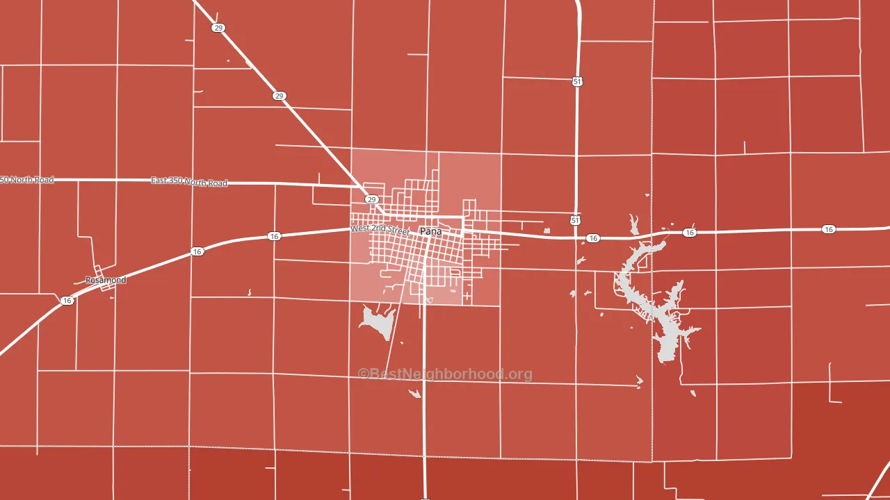 Pana, IL block-group political-lean map