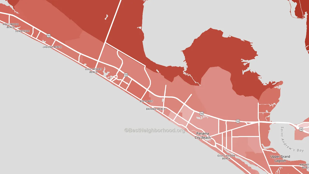 Panama City Beach, FL block-group political-lean map