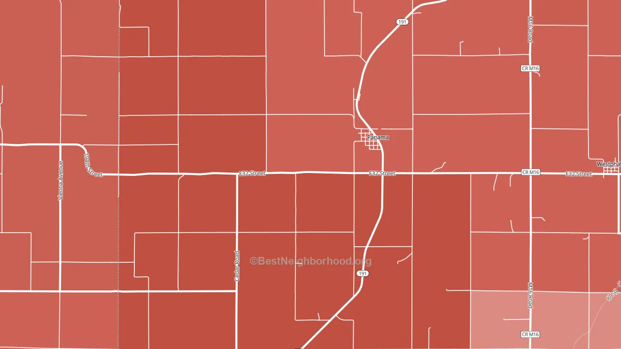 Panama, IA block-group political-lean map