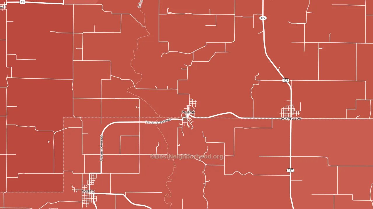 Panama, IL block-group political-lean map