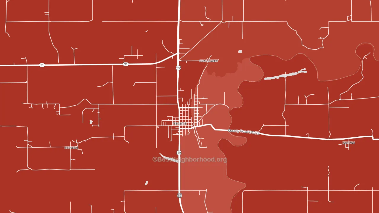 Panama, OK block-group political-lean map