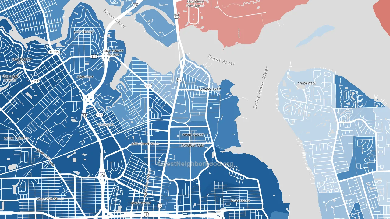 Panama Park, Jacksonville, FL block-group political-lean map