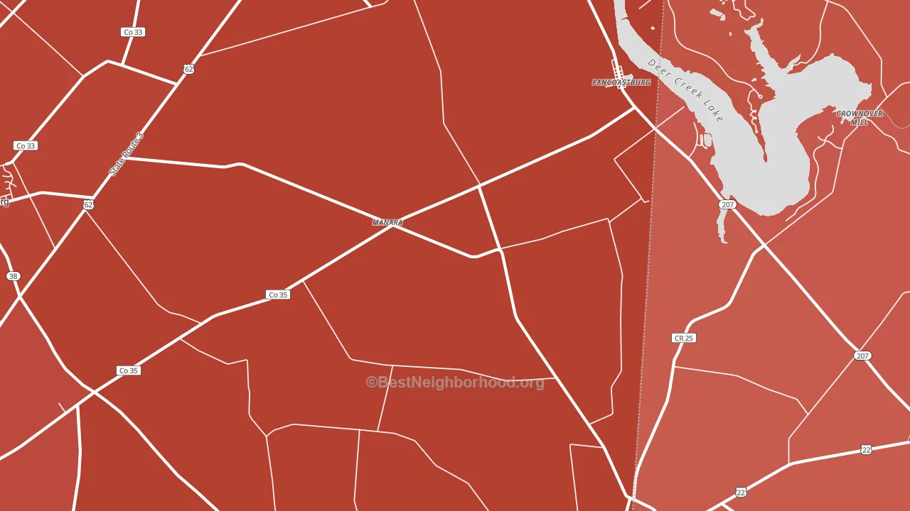 Pancoastburg, OH block-group political-lean map