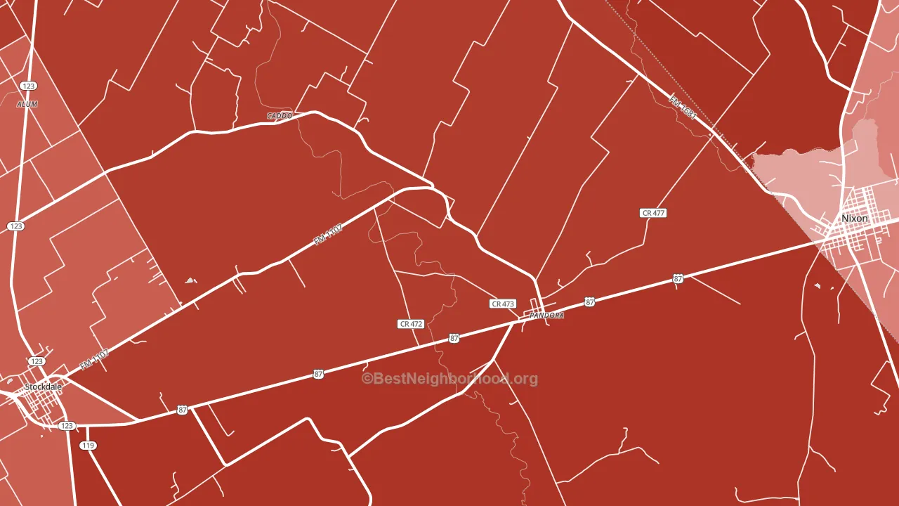 Pandora, TX block-group political-lean map