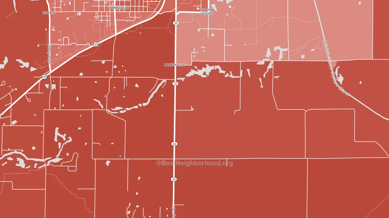 Pankeyville, IL block-group political-lean map