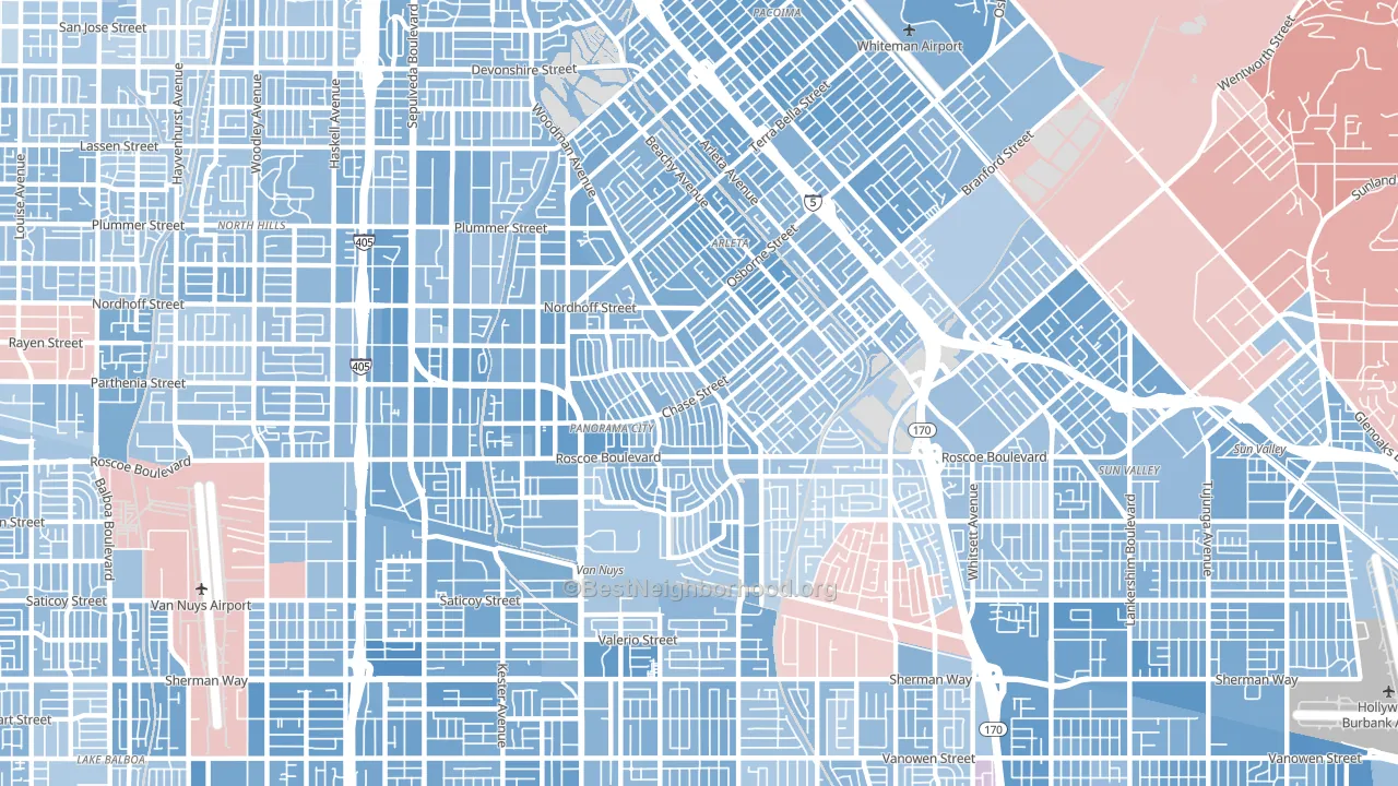 Panorama City, CA block-group political-lean map
