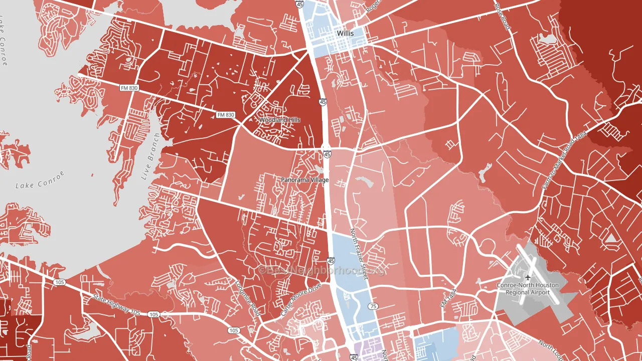 Panorama Village, TX block-group political-lean map