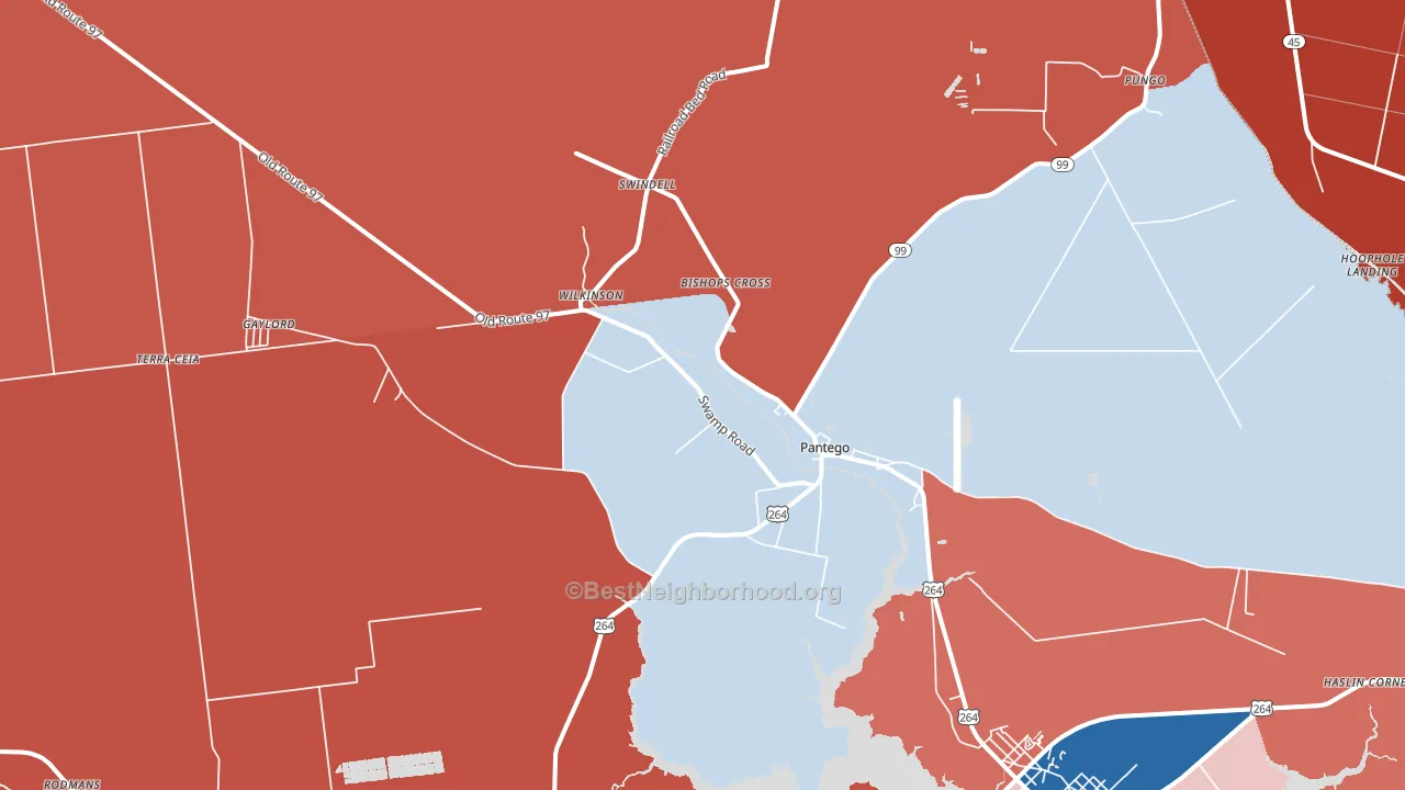 Pantego, NC block-group political-lean map