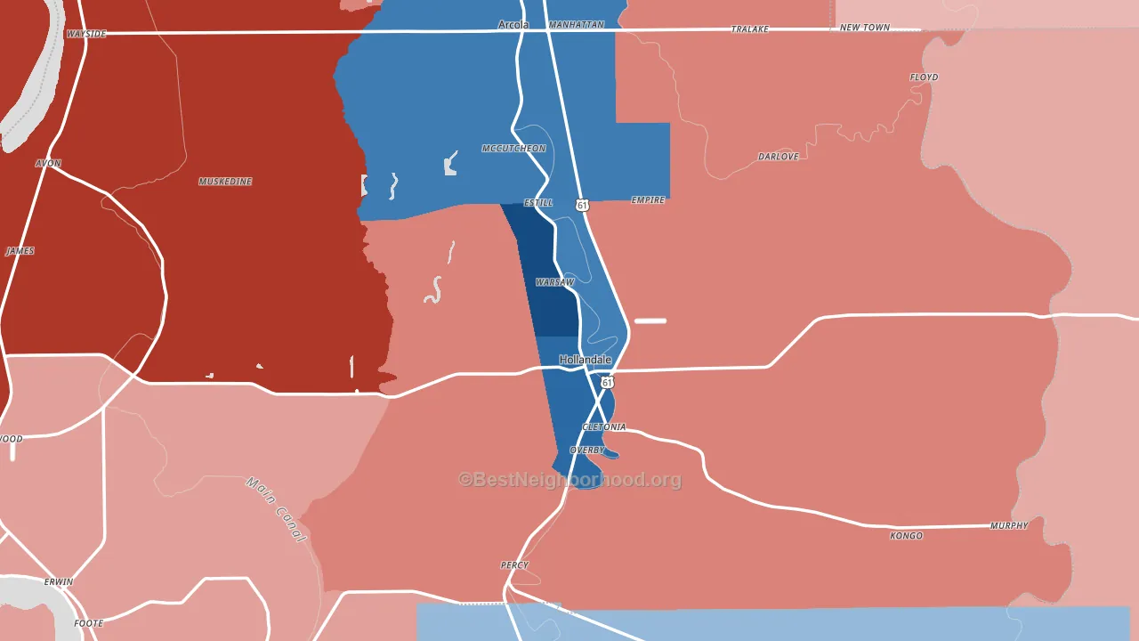 Panther Burn, MS block-group political-lean map