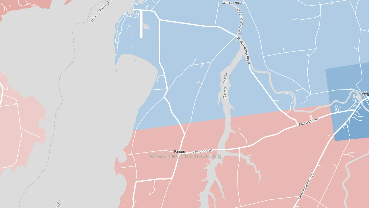 Panton, VT block-group political-lean map