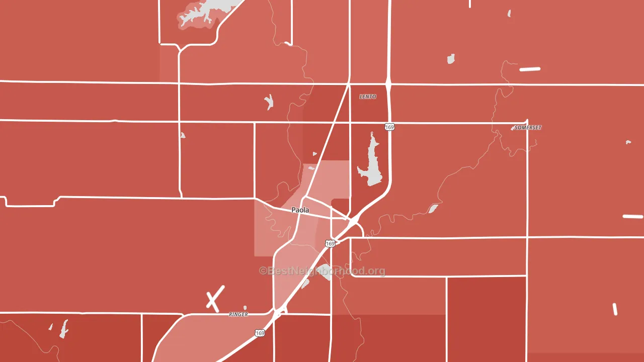 Paola, KS block-group political-lean map